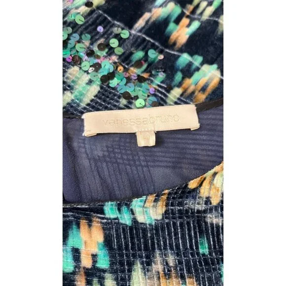 VANESSA BRUNO SILK BLEND FLORAL SEQUIN SHIFT DRESS 40 -6/8 - Picture 7 of 8